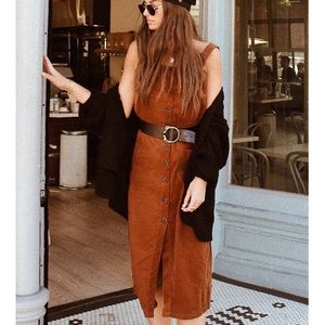 Brown Suede Button-Down Dress